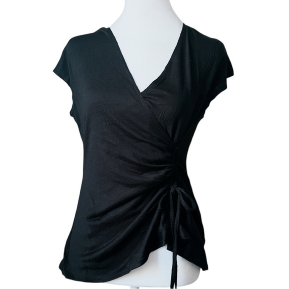 Max Studio Elegant Black Wrap Blouse small new - Picture 2 of 4